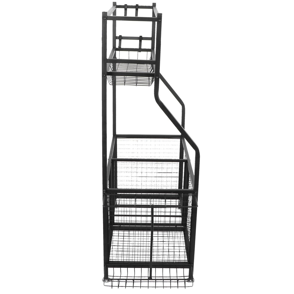 CHICIRIS GaraSports Equipment Organizer with Hooks, Balls StoraRack, GaraBalls Storage, Sport Gear GaraStoraRack with Baskets for Balls, Rackets, Workout Gear, Yoga Mats,Toys Black