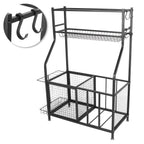 CHICIRIS GaraSports Equipment Organizer with Hooks, Balls StoraRack, GaraBalls Storage, Sport Gear GaraStoraRack with Baskets for Balls, Rackets, Workout Gear, Yoga Mats,Toys Black