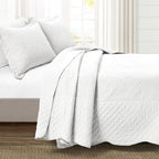 Medallion Scallop Bedspread White 3Pc Set Queen