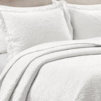 Medallion Scallop Bedspread White 3Pc Set Queen