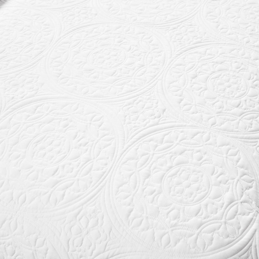 Medallion Scallop Bedspread White 3Pc Set Queen
