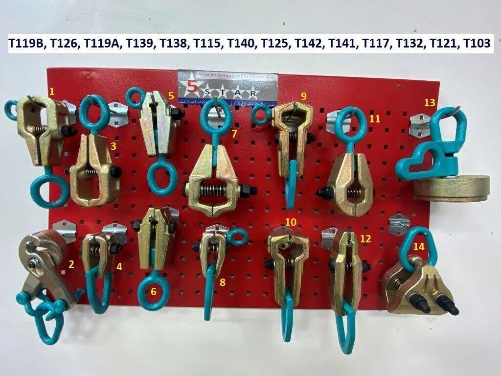 SET#58 HEAVY DUTY AUTO BODY FRAME MACHINE 14 PIECE SUPER PULLING TOOLS CLAMPS