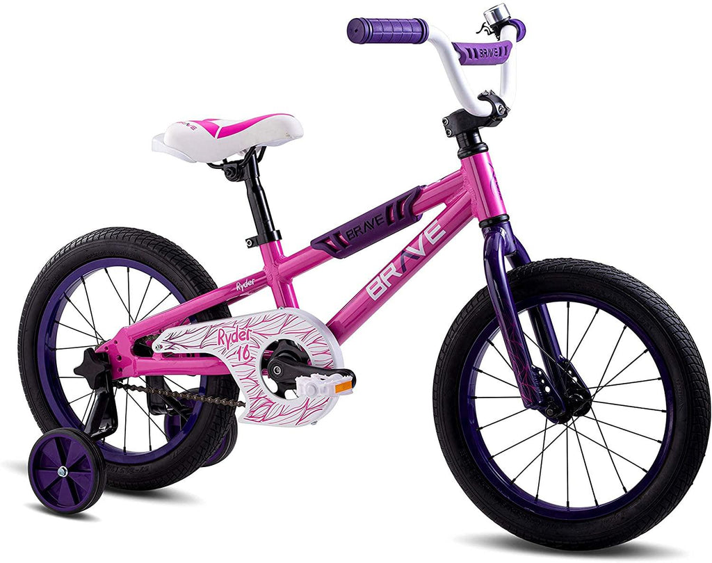 Brave 16" Freestyle Very Pink BMX Kids Bike for Girls. Lightweight Aluminum Frame and Fork, Tool-Less  Release Training Wheels, Easy to Ride!