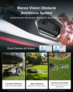 RockNeo Q110H Robot Lawn Mower, Wire-Robotic Lawn Mower with Full-Band RTK + VSLAM Navigation, Auto Mapping, AI Vision Obstacle Avoidance, App Control, 45% Slope, Covers Up to 1/4 Acre