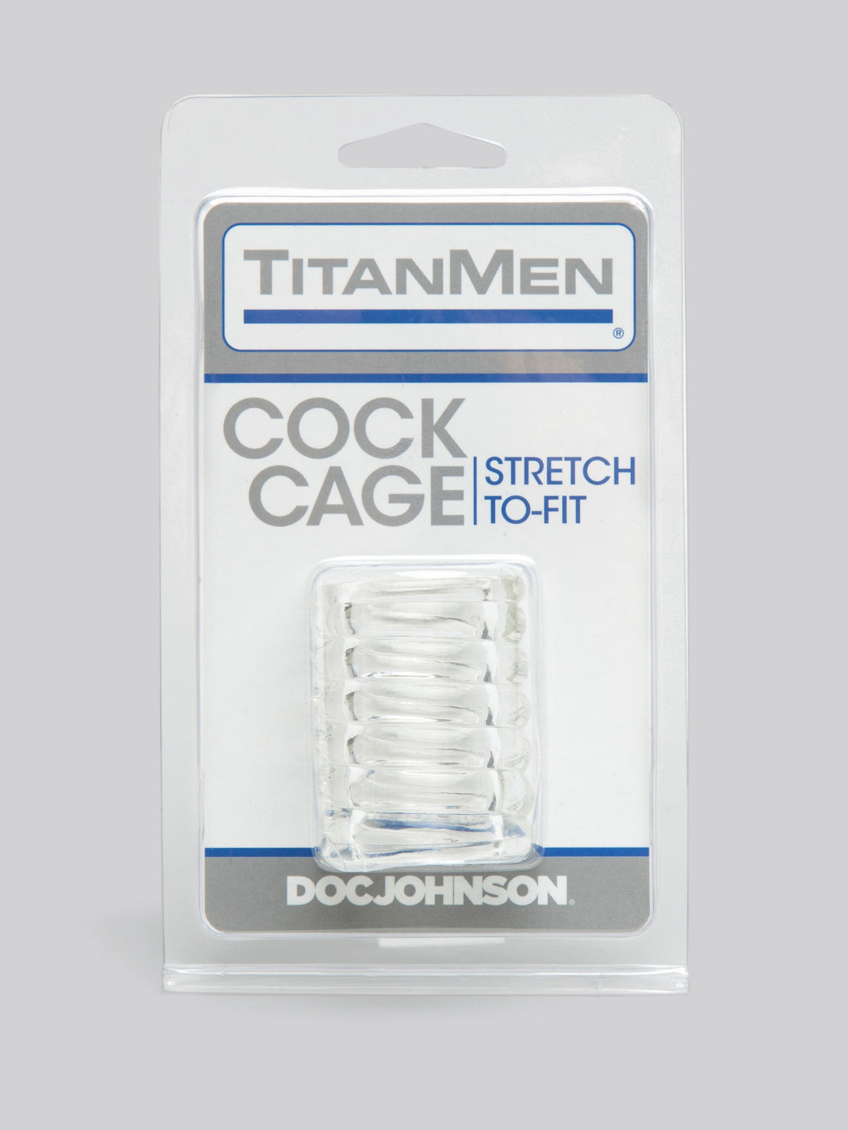 Doc Johnson TitanMen Stretch-to-Fit Cock Ring Cage, Clear