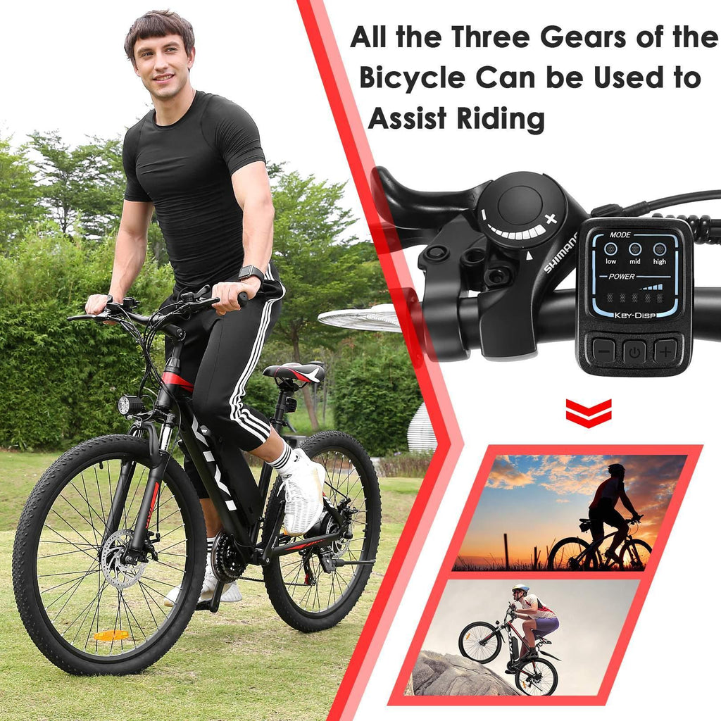 VIVI 26" 350W Electric Bike Electric Mountain Bicycle for Adults,  Aluminum Alloy Electric Mountain Bicycle 20MPH Adult Bike with Removable 10.4Ah  Lithium-Ion Battery &amp; 21 Professional Speed Shifter