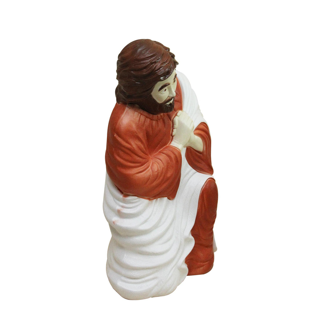 26.5" Red and Blue Outdoor Holy Family Lighted Christmas Nativity Set