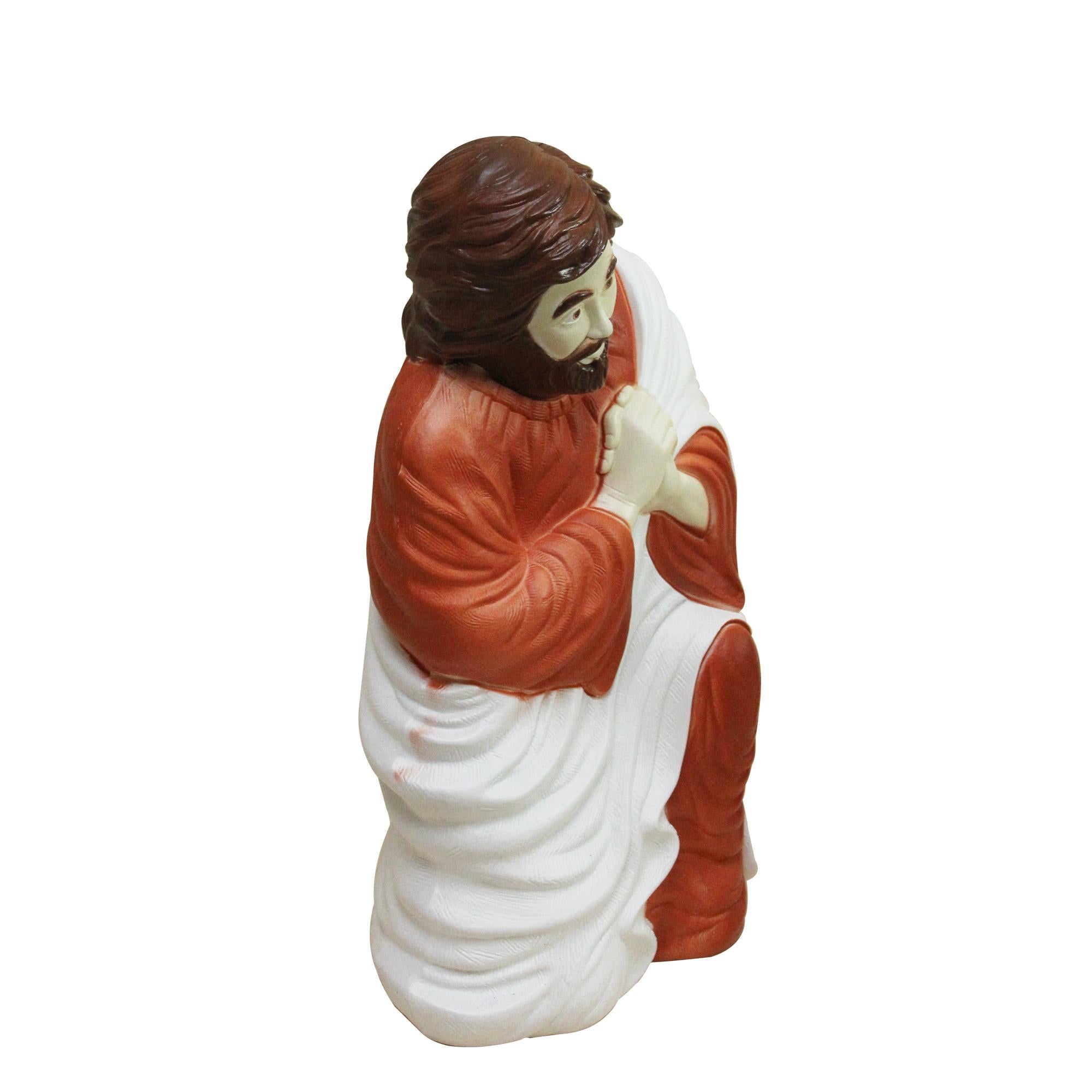 26.5" Red and Blue Outdoor Holy Family Lighted Christmas Nativity Set
