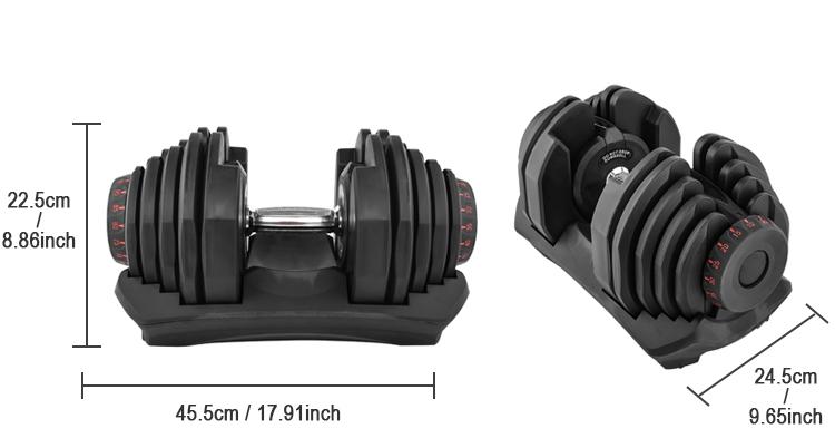 Adjustable Dumbbells 90lbs Non-Slip Weight Lifting Dumbbells | Pair of 2 | with Workout Chart and Earphones
