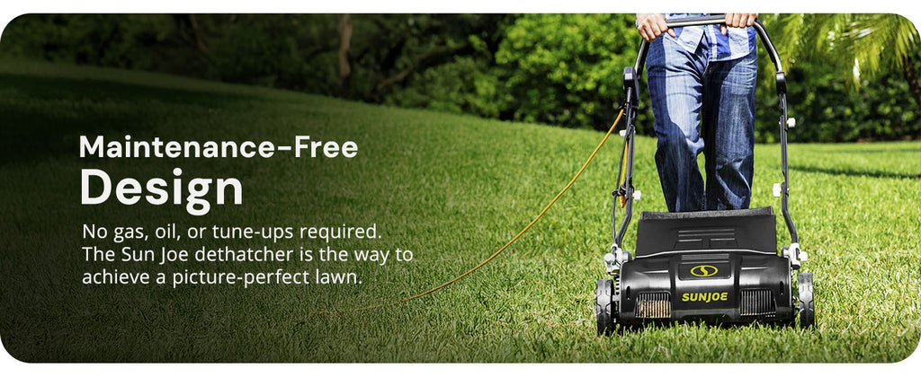 15-Inch Electric Powered Lawn Dethatcher with Scarifier Blade Reel and Collection Bag - 13-Amp Corded Yard Power Rake Tool Machine for Grass Thatch Removal, AJ805E