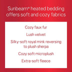 Sunbeam Heated Blanket | 10 Heat Settings, Quilted Fleece, Newport Blue, Queen - BSF9GQS-R595-13A00