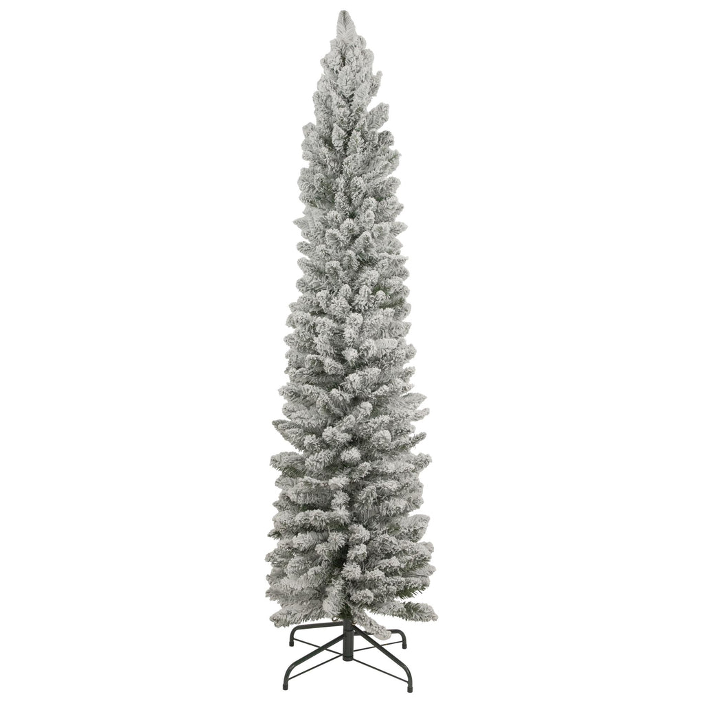 6' Flocked North River Pine Pencil Artificial Christmas Tree, Unlit