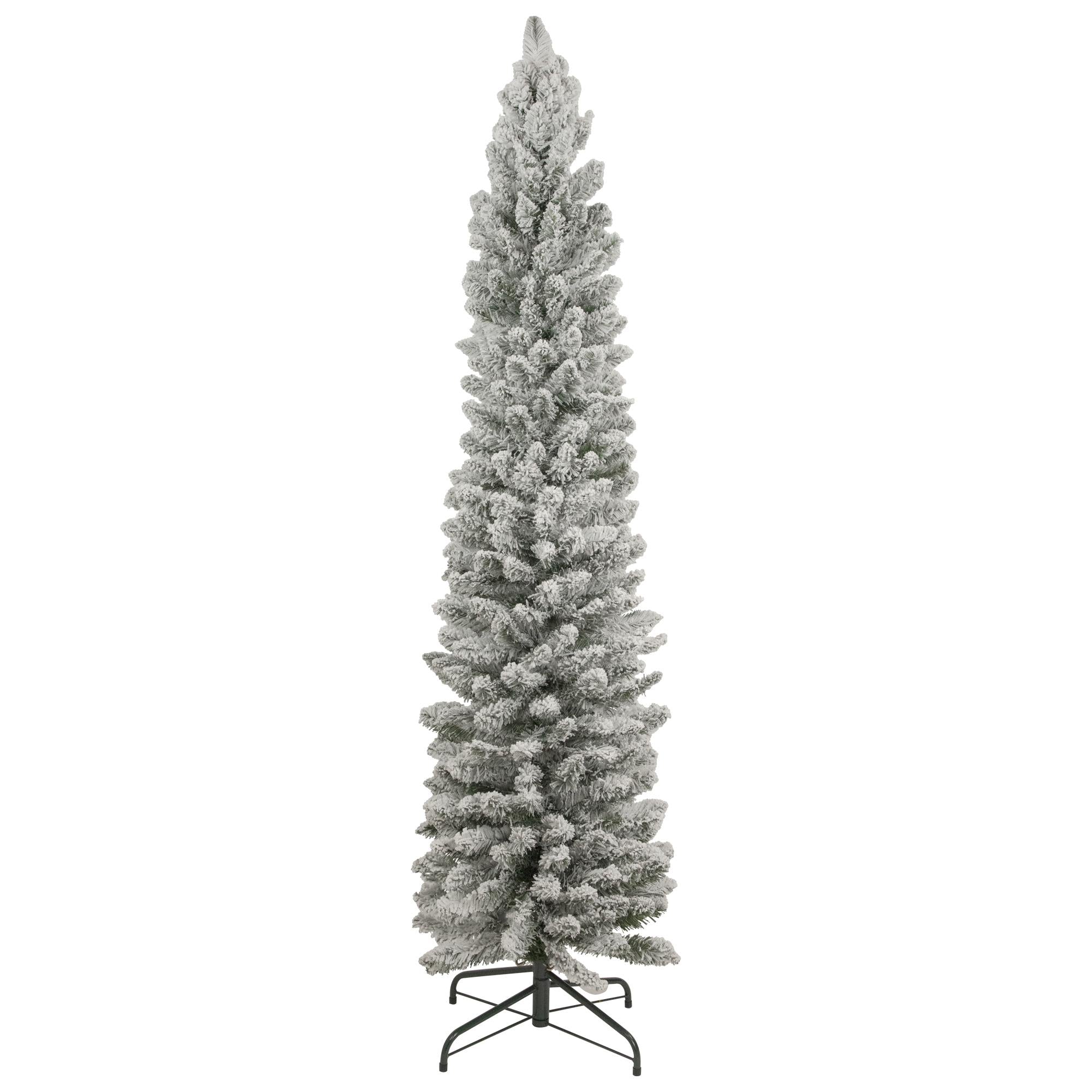 6' Flocked North River Pine Pencil Artificial Christmas Tree, Unlit