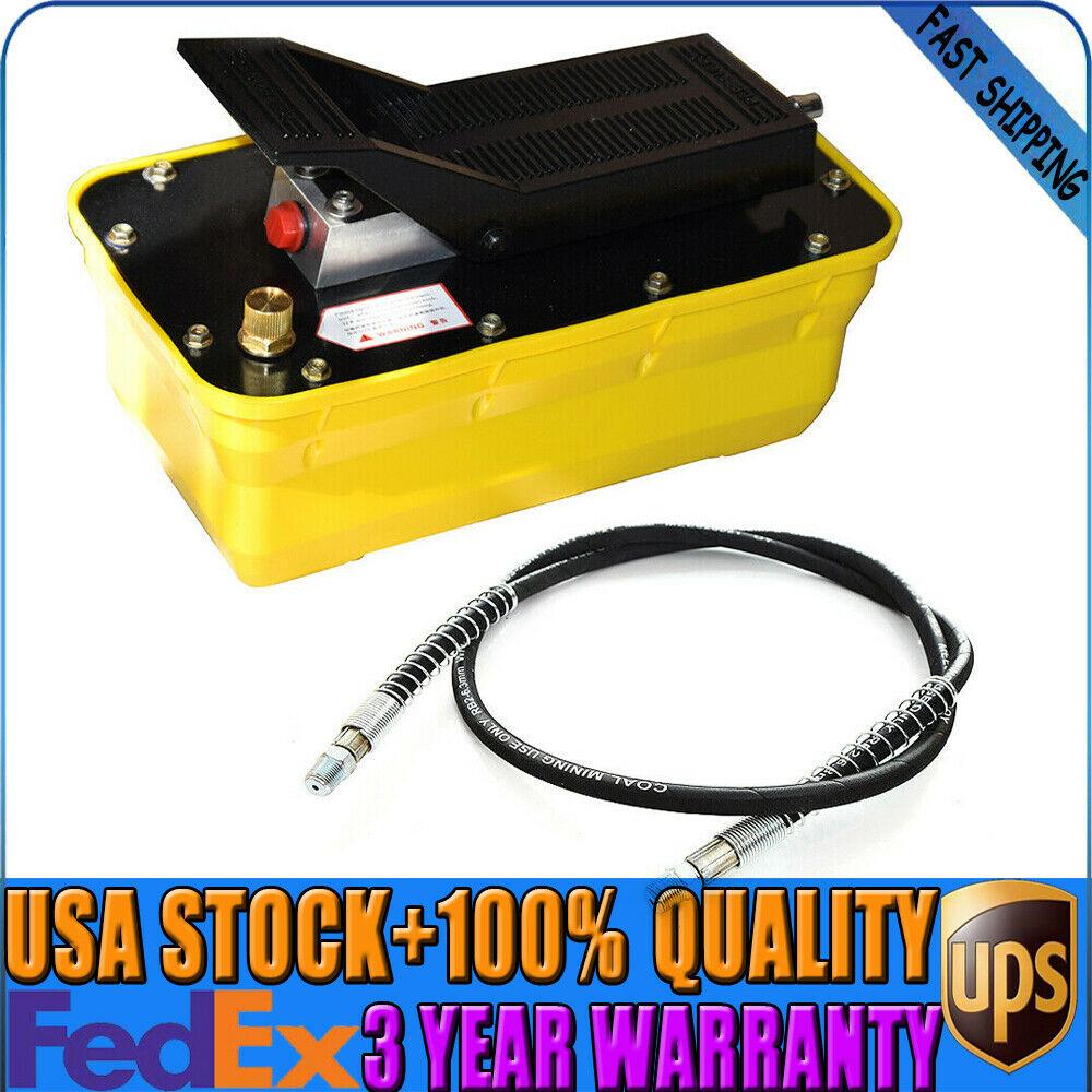 Air Hydraulic Foot Pedal Pump w/10,000PSI Auto Body Frame Machines + Air Hose US