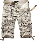 Mens Casual Slim Fit Cotton Solid Multi-Pocket Cargo CamouflaShorts