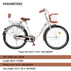 Roliyen 26 Inch 1 Speed Classic Retro Style Bike With Basket And Seat, Cruiser Bike