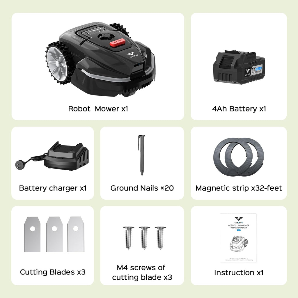 V3 Robotic Lawn Mower with AI Vision Obstacle Avoidance, Smart APP Control, Low-Noise Operation, Adjustable Cutting Height, No-Go Zones, Ideal Robot Lawn Mower for Lawns Up to 1600 Sq.Ft