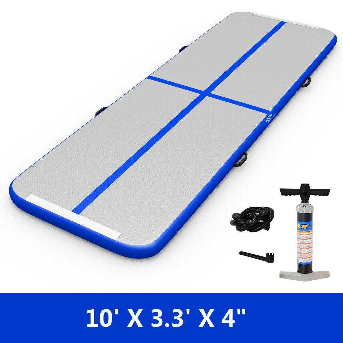 Goplus Inflatable Gymnastics Tumbling Mat Air Track Floor Mats with Pump Home Use Blue