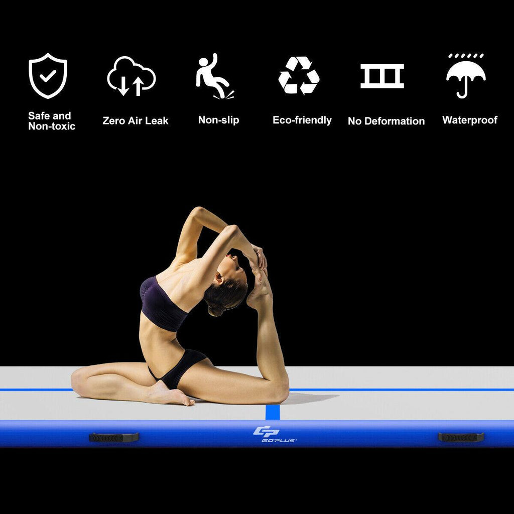 Goplus Inflatable Gymnastics Tumbling Mat Air Track Floor Mats with Pump Home Use Blue