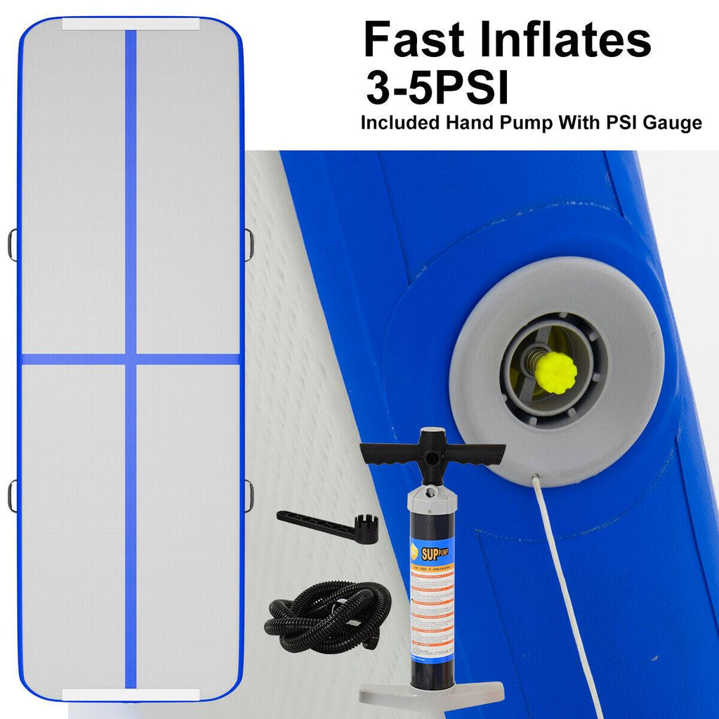 Goplus Inflatable Gymnastics Tumbling Mat Air Track Floor Mats with Pump Home Use Blue