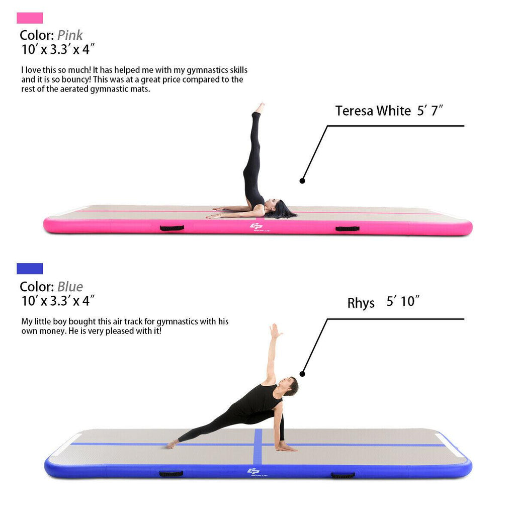 Goplus Inflatable Gymnastics Tumbling Mat Air Track Floor Mats with Pump Home Use Blue