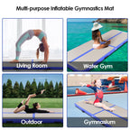 Goplus Inflatable Gymnastics Tumbling Mat Air Track Floor Mats with Pump Home Use Blue