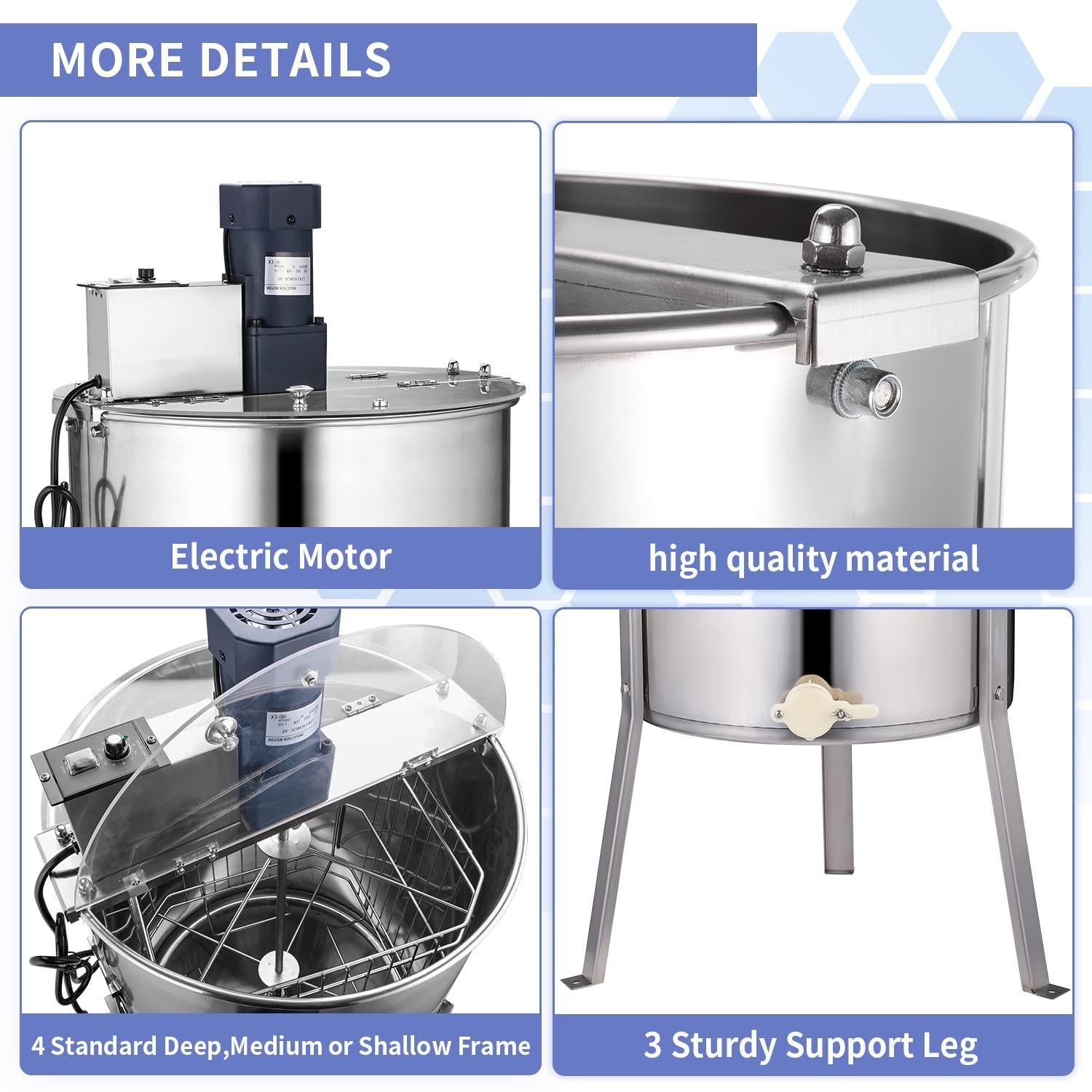 qudeisb honey extractor,4 frame honey extractor electric stainless steel honey extractor equipment,beekeeping extraction apiary centrifuge equipment