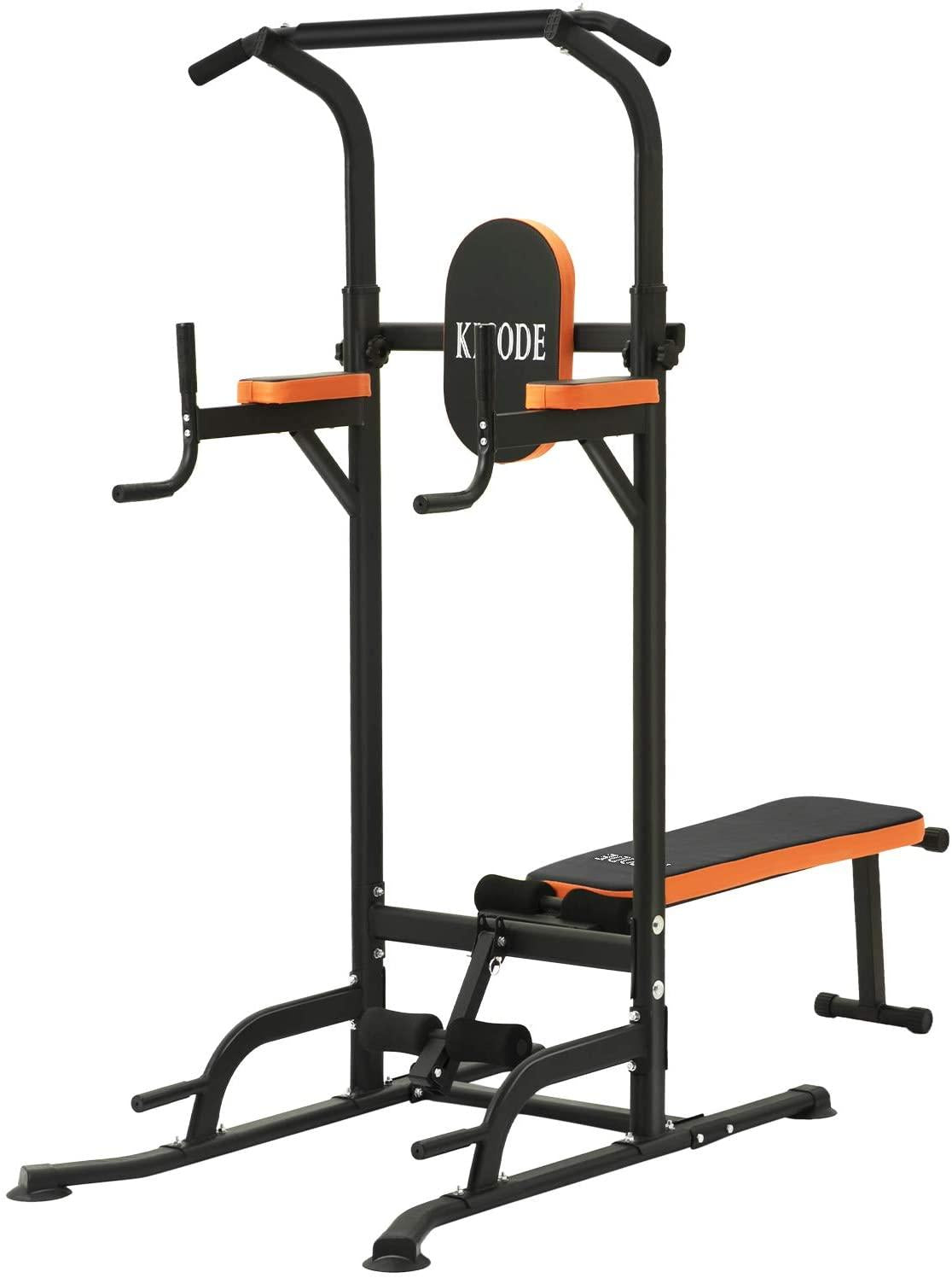 Kicode Power Tower with Bench Pull Up Bar Dip Station, Home Gym Exercise Tower Stand, Strength Training Multi-Function Fitness Equipment