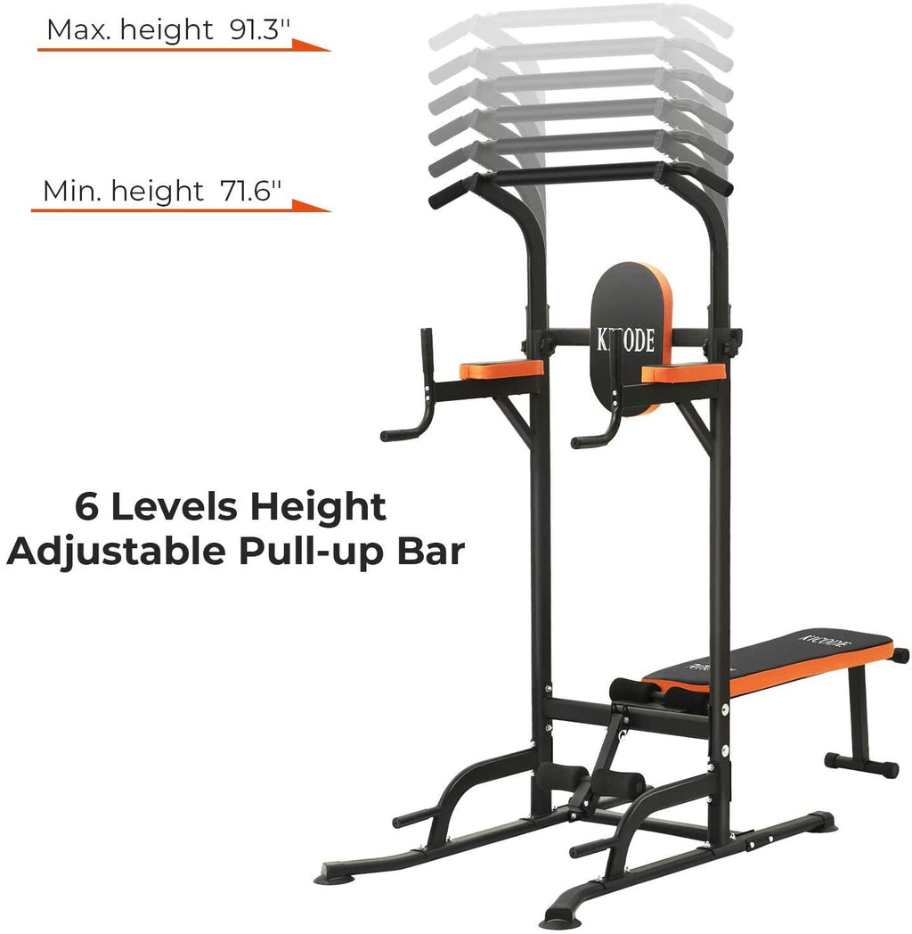 Kicode Power Tower with Bench Pull Up Bar Dip Station, Home Gym Exercise Tower Stand, Strength Training Multi-Function Fitness Equipment