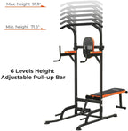 Kicode Power Tower with Bench Pull Up Bar Dip Station, Home Gym Exercise Tower Stand, Strength Training Multi-Function Fitness Equipment