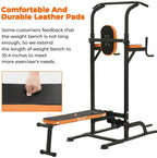 Kicode Power Tower with Bench Pull Up Bar Dip Station, Home Gym Exercise Tower Stand, Strength Training Multi-Function Fitness Equipment