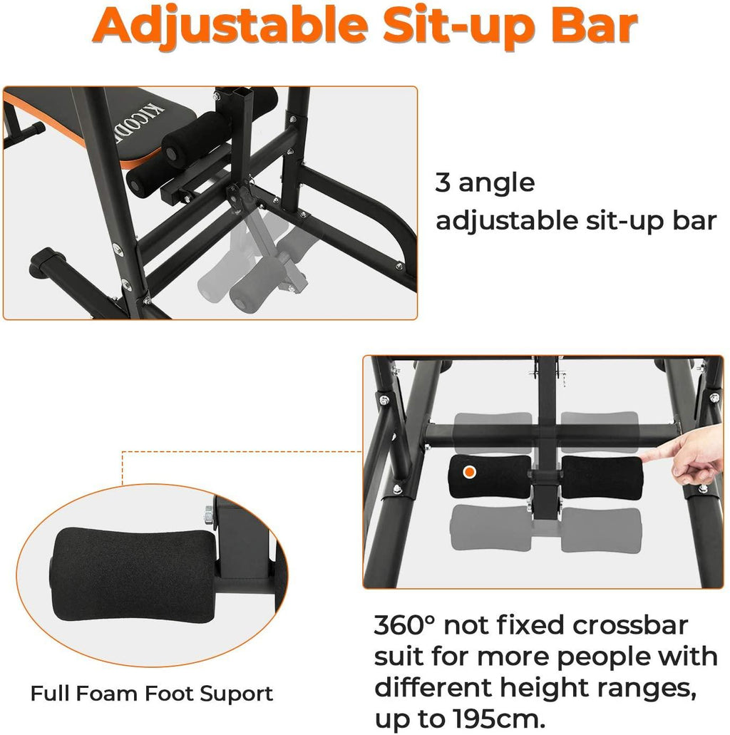 Kicode Power Tower with Bench Pull Up Bar Dip Station, Home Gym Exercise Tower Stand, Strength Training Multi-Function Fitness Equipment