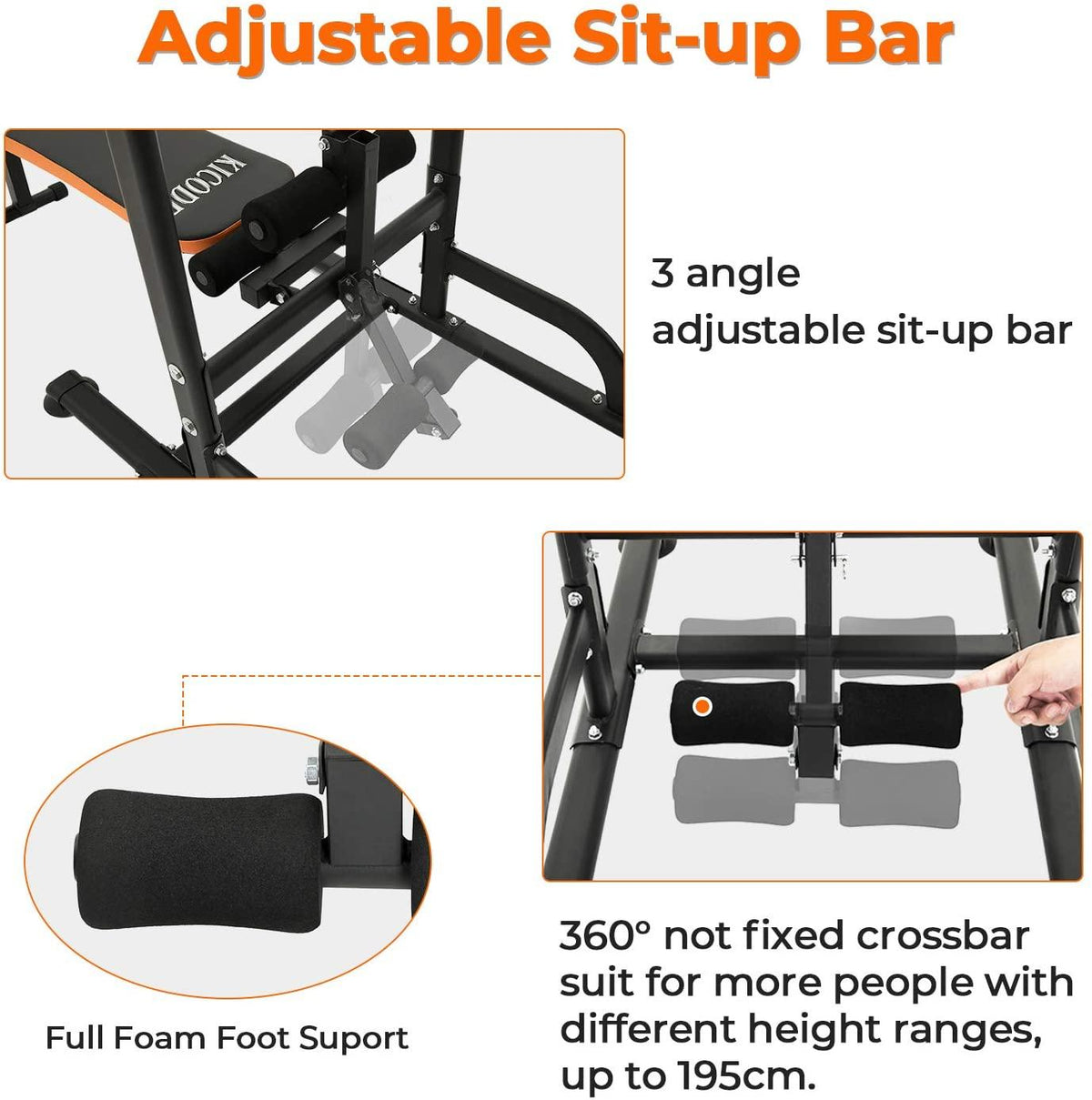 Kicode Power Tower with Bench Pull Up Bar Dip Station, Home Gym Exercise Tower Stand, Strength Training Multi-Function Fitness Equipment