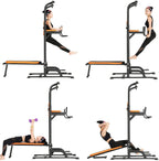Kicode Power Tower with Bench Pull Up Bar Dip Station, Home Gym Exercise Tower Stand, Strength Training Multi-Function Fitness Equipment