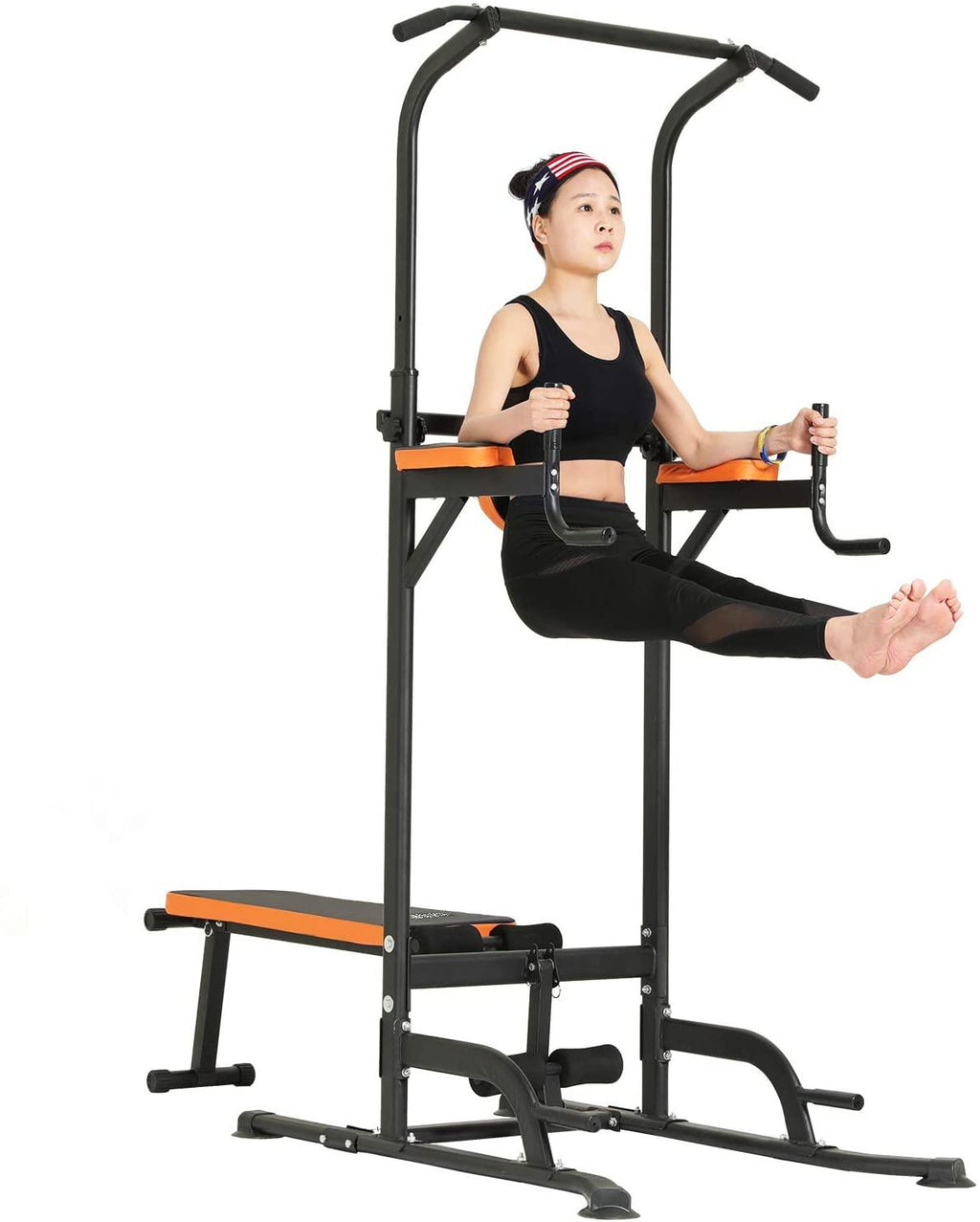 Kicode Power Tower with Bench Pull Up Bar Dip Station, Home Gym Exercise Tower Stand, Strength Training Multi-Function Fitness Equipment