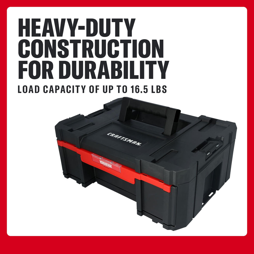 VERSASTACK Tool Box, 16.9 In. Single Deep Drawer Plastic Tool Box Organizer, Heavy Duty 16.5 Lb. Load Capacity (CMST17803)