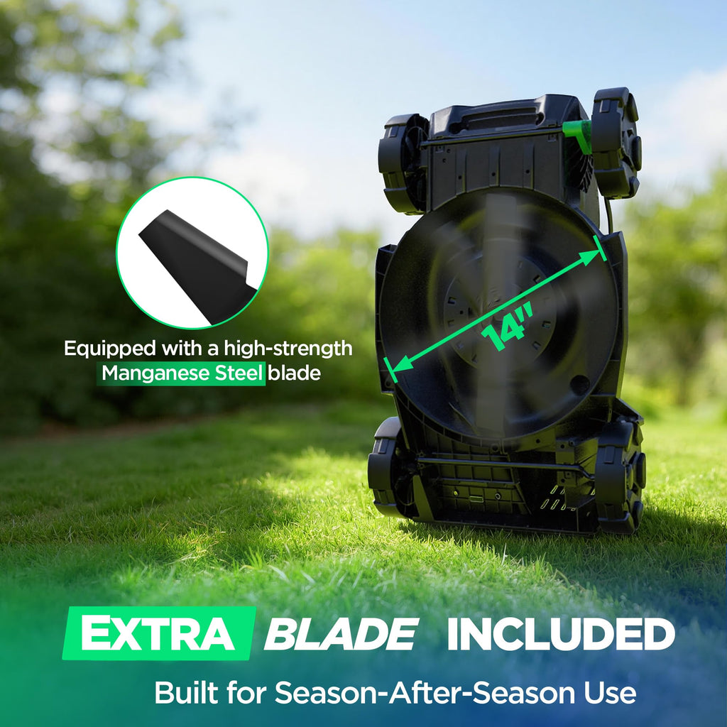 14" Cordless Lawn Mower, 20V Lightweight Push Mower with 5.0Ah Battery, Ultra-Quiet Motor for Small Yards, Lawn Care, Backyard Maintenance