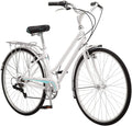 Schwinn Wayfarer Adult Bike Hybrid Retro-Styled Cruiser, 16-Inch/Small Steel Step-Through Frame, 7-Speed Drivetrain, Rear Rack, 700C Wheels, White