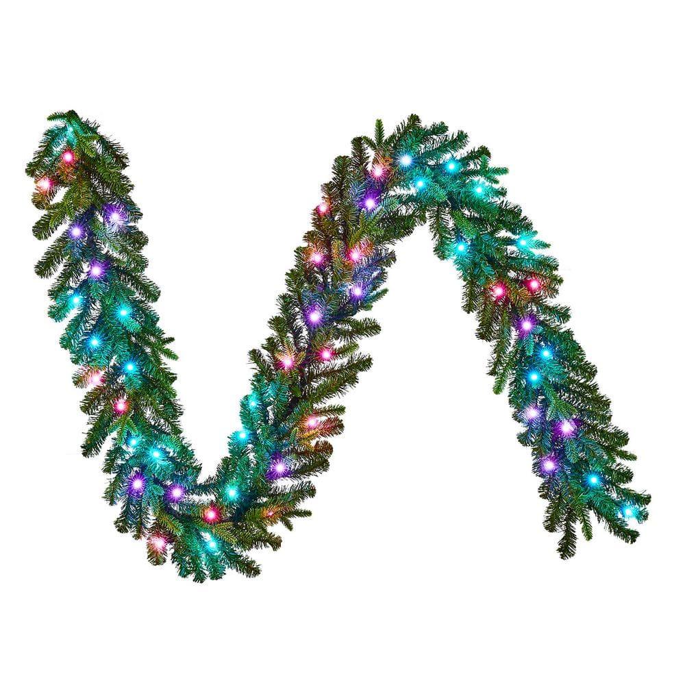 9 ft Prelit Twinkly Swiss Mountain Garland