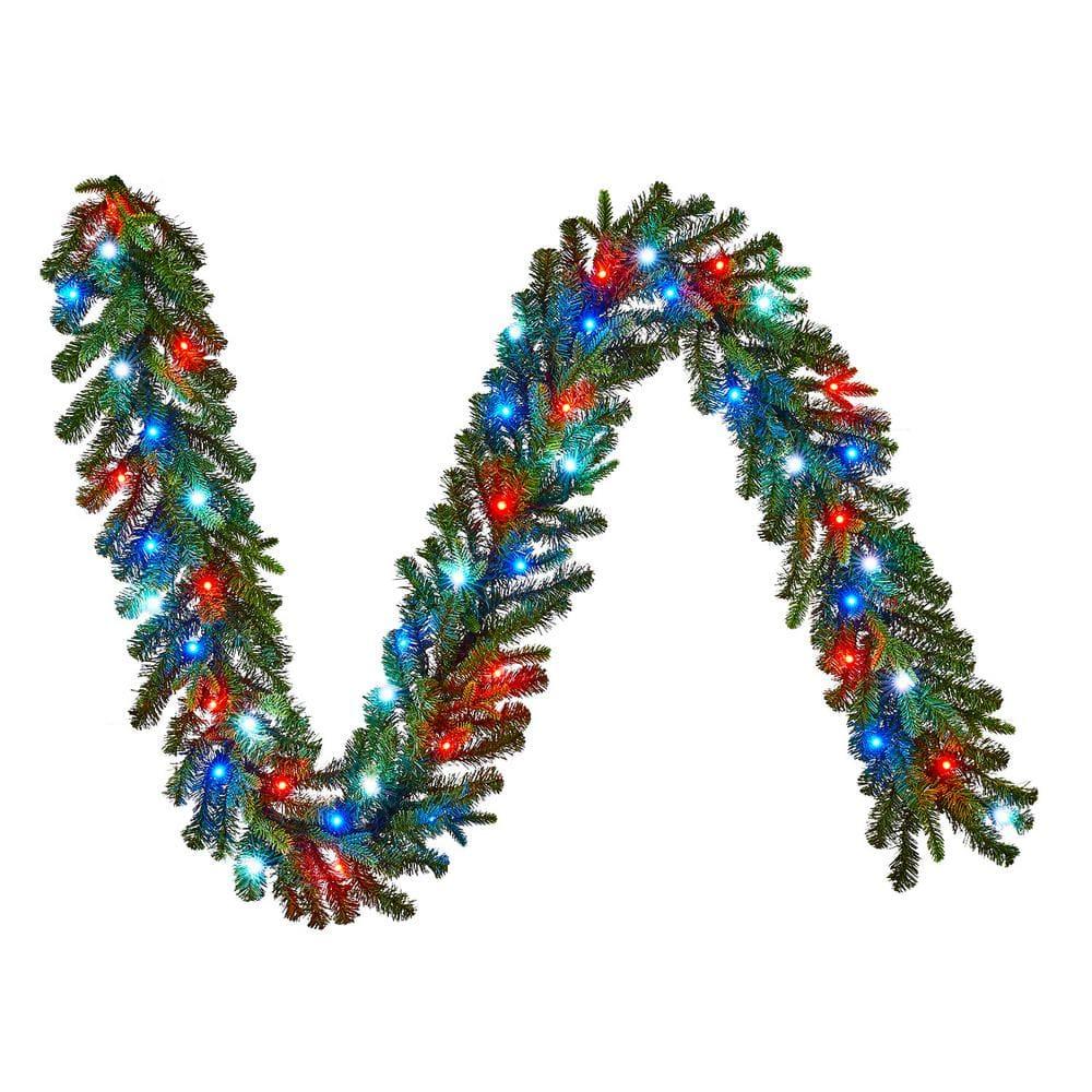 9 ft Prelit Twinkly Swiss Mountain Garland