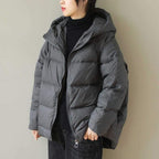 winter hooded warm patchwork light weight down coat