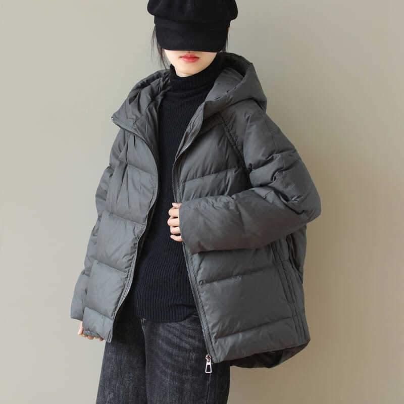 winter hooded warm patchwork light weight down coat