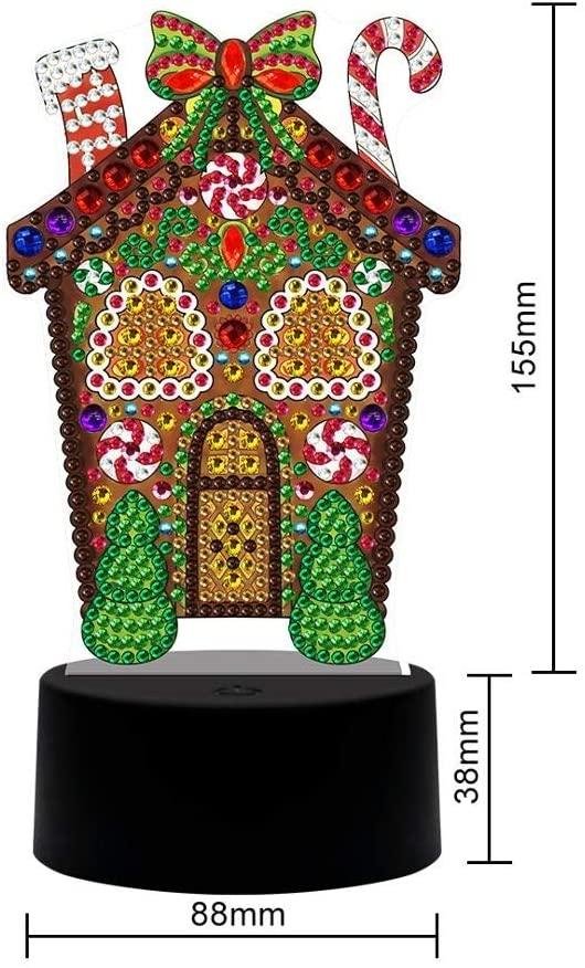JJKFQ 5D DIY LED Diamond Painting Night Light Lamp Christmas House Decoration for Home Christmas Happy Year Decoration Home Decor