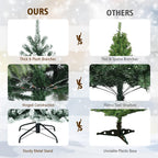 Costway 8ft Pre-lit Snow Flocked Hinged Christmas Tree w/1502 Tips &amp; Metal Stand