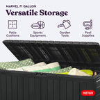 Plus 71 Gallon Resin Deck Box-Organization and Storafor Patio StoraBox Outdoor Cushions, Throw Pillows, Garden Tools and Pool Accessories, Dark Grey