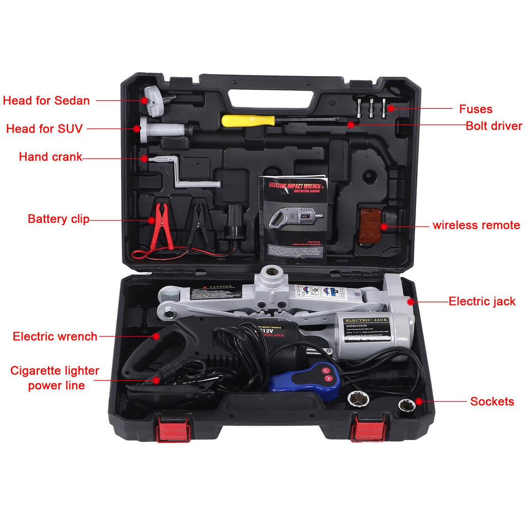 Electric Scissor Jack Floor Jack Car Lifting Auto Repair Tool Set with Wrench
