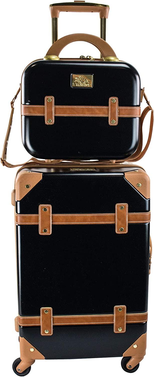 Chariot Gatsby 2-piece set Hardside Expandable Carry On Luggage With Matching Beauty Case (Black)
