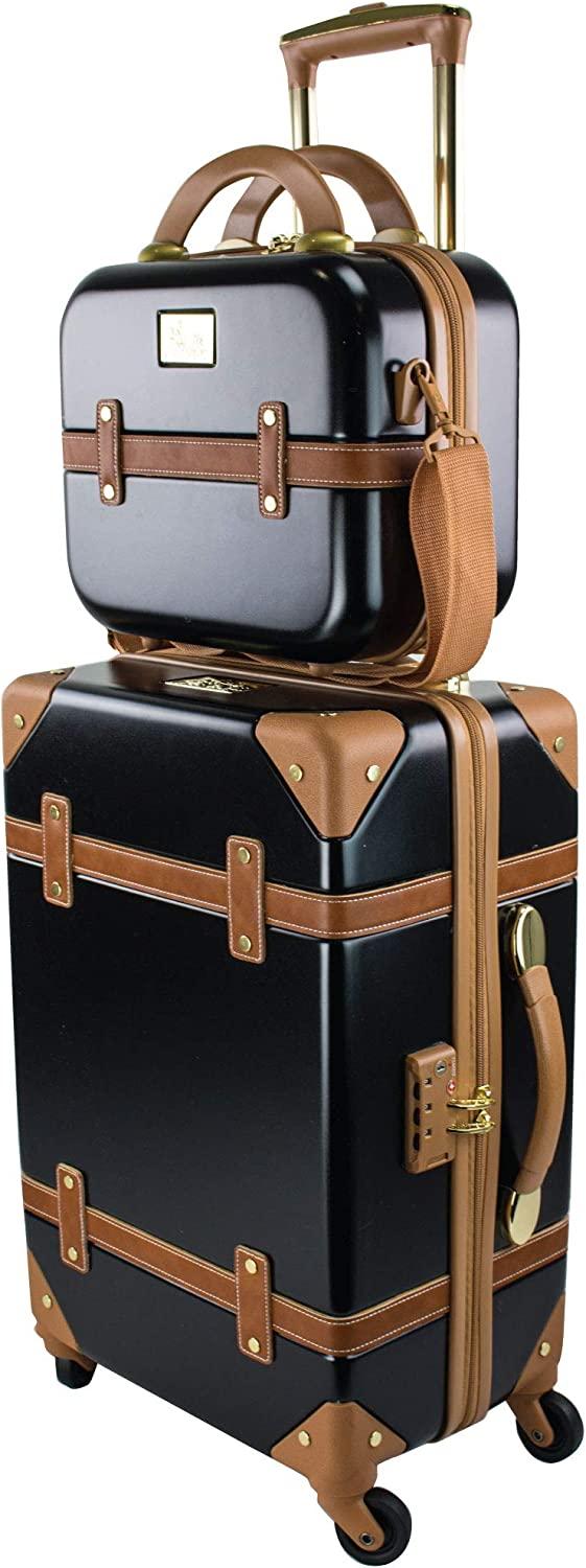 Chariot Gatsby 2-piece set Hardside Expandable Carry On Luggage With Matching Beauty Case (Black)