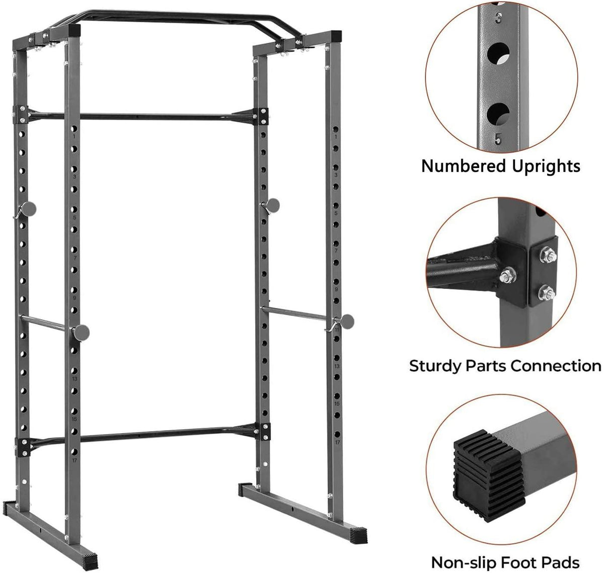 KICODE Squat Rack Multifunction Barbell Bench Press Stand Weight Plate Rack Full Boday