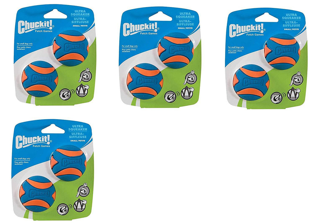 Chuckit! Ultra Squeaker Dog Ball High Bounce Blue/Oran3 Sizes, 4 Pack